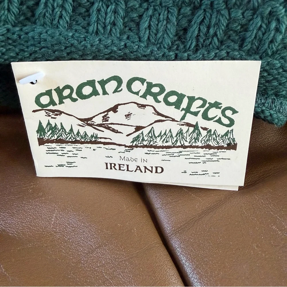 Aran Crafts Ireland Merino Wool Knit Throw Blanket Green 62x54 Irish‎